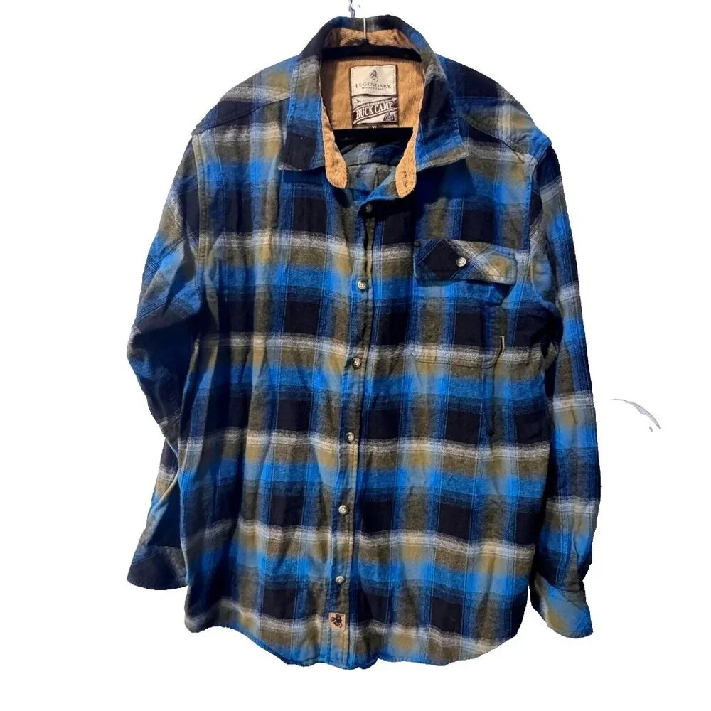 Legendary Whitetales xl  mens‎ blue/black plaid shirt
